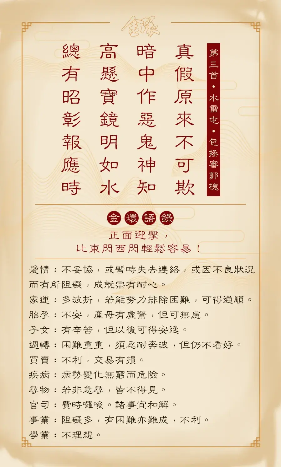 第三首正面(屯)