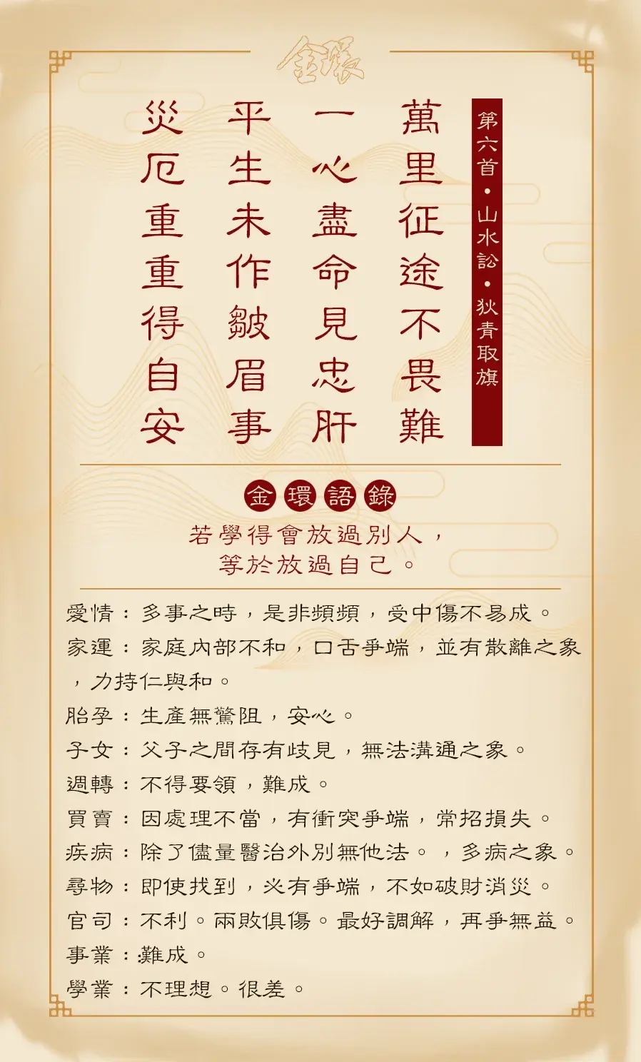 第六首正面(訟)