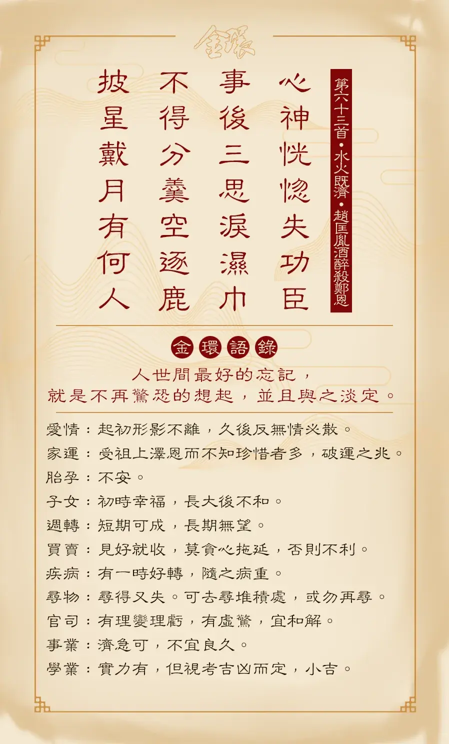 第六十三首正面(既濟)