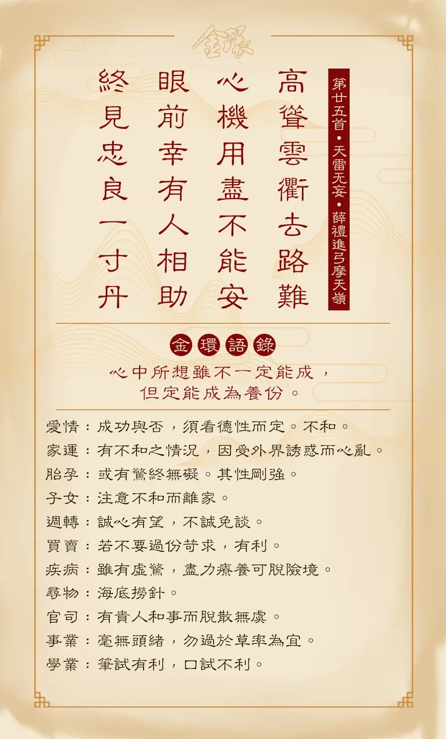 第廿五首正面(无妄)